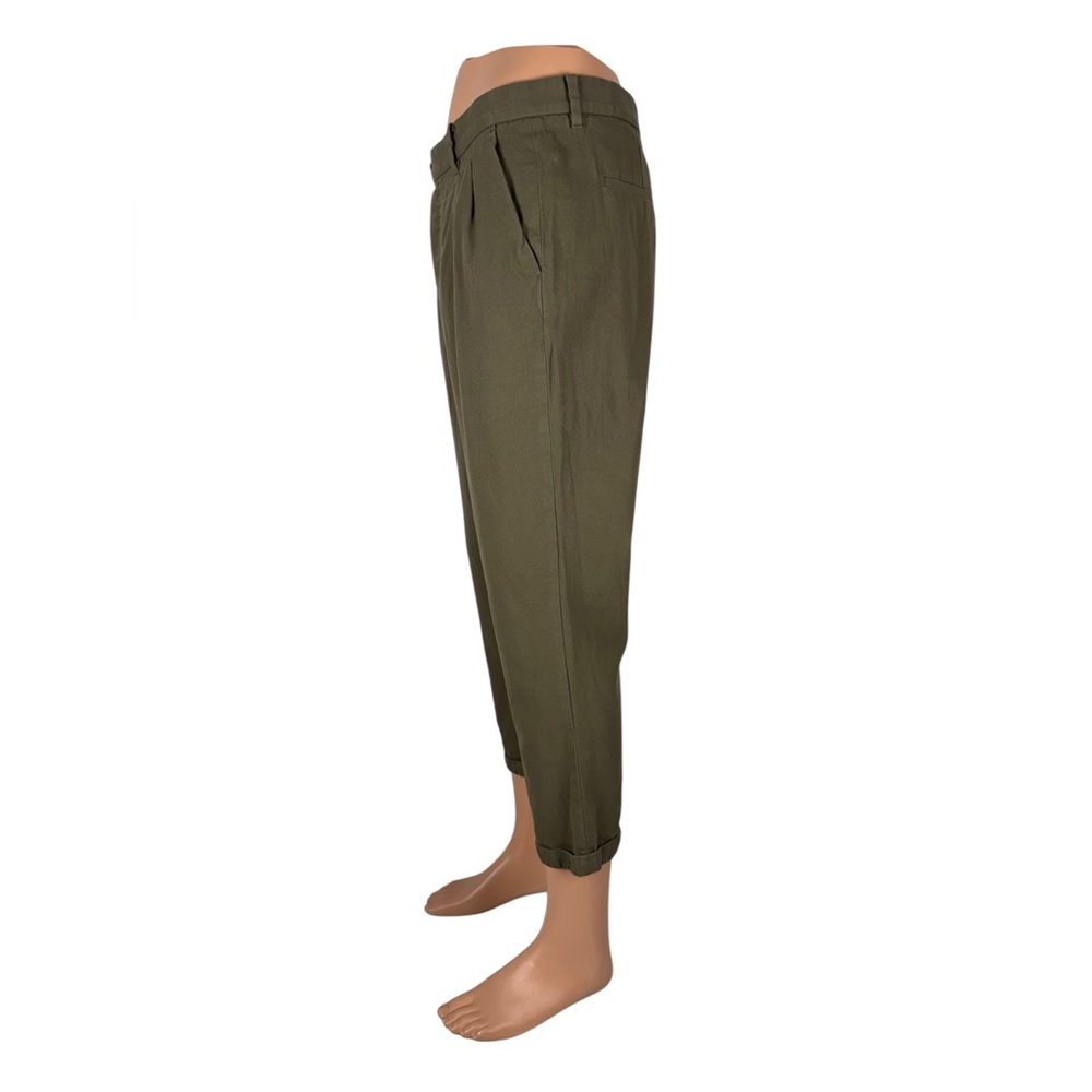 Allsaints Mens 32 X 25 Pants Tallis Pleated Cropped Trouser Green Cotton Wool - Picture 3 of 13